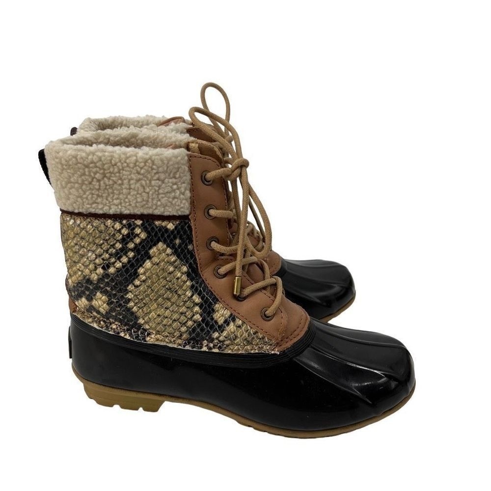 Sam Edelman Snakeskin Print Rain Winter‎ Boots Womens 6M